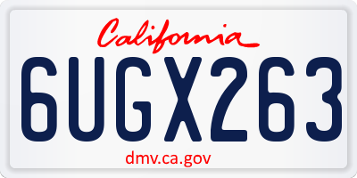 CA license plate 6UGX263