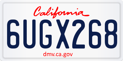 CA license plate 6UGX268