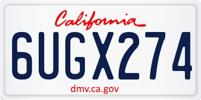 CA license plate 6UGX274