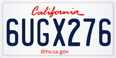CA license plate 6UGX276