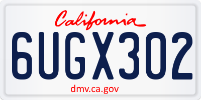 CA license plate 6UGX302