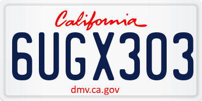 CA license plate 6UGX303