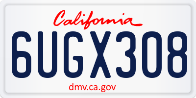 CA license plate 6UGX308