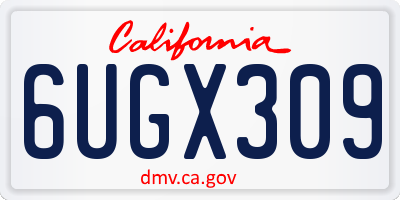 CA license plate 6UGX309