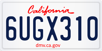 CA license plate 6UGX310