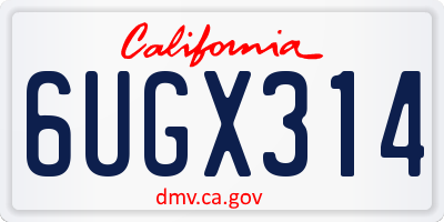 CA license plate 6UGX314