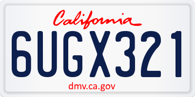 CA license plate 6UGX321