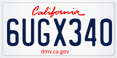CA license plate 6UGX340