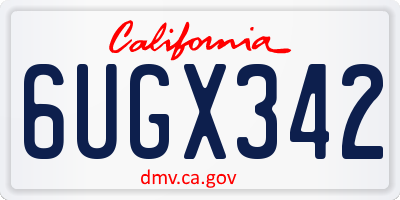 CA license plate 6UGX342