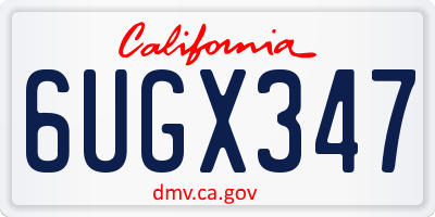 CA license plate 6UGX347