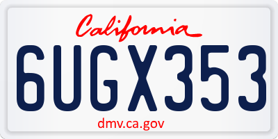CA license plate 6UGX353