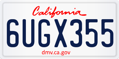CA license plate 6UGX355