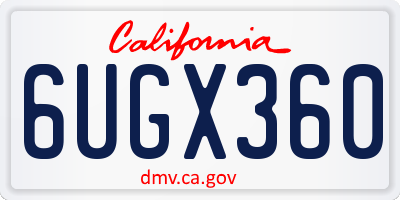 CA license plate 6UGX360
