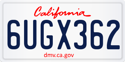 CA license plate 6UGX362