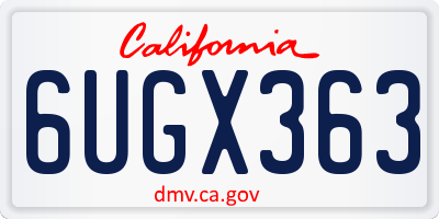 CA license plate 6UGX363