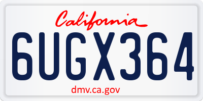 CA license plate 6UGX364