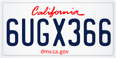 CA license plate 6UGX366