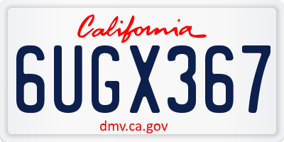 CA license plate 6UGX367