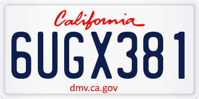 CA license plate 6UGX381
