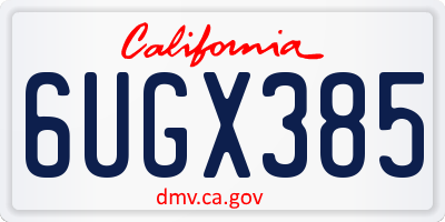 CA license plate 6UGX385