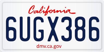 CA license plate 6UGX386