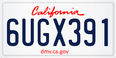 CA license plate 6UGX391