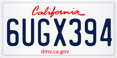CA license plate 6UGX394