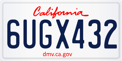 CA license plate 6UGX432