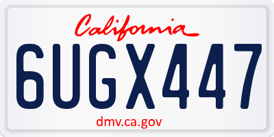 CA license plate 6UGX447