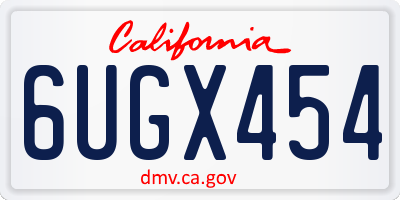 CA license plate 6UGX454