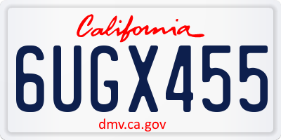 CA license plate 6UGX455