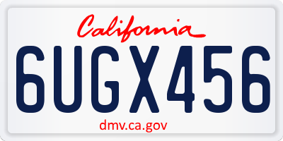 CA license plate 6UGX456