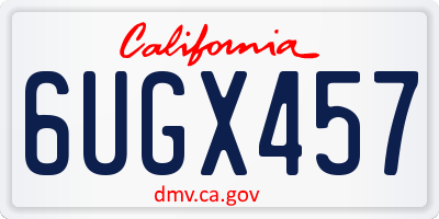 CA license plate 6UGX457