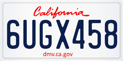 CA license plate 6UGX458