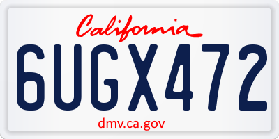 CA license plate 6UGX472