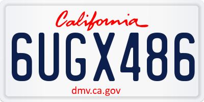 CA license plate 6UGX486