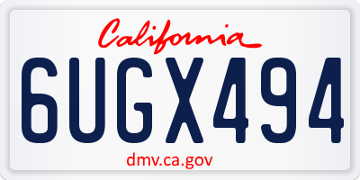 CA license plate 6UGX494