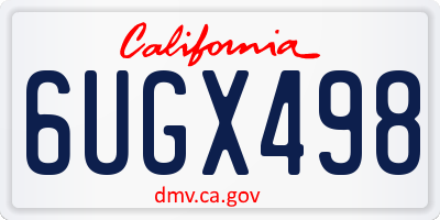 CA license plate 6UGX498
