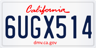 CA license plate 6UGX514
