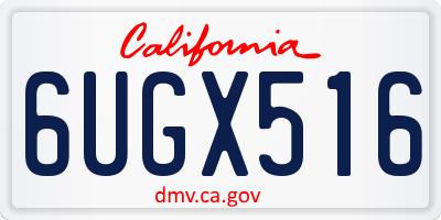 CA license plate 6UGX516