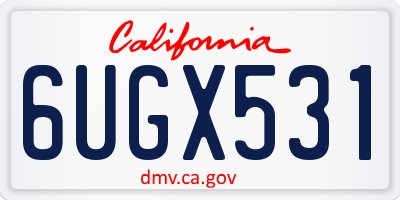 CA license plate 6UGX531