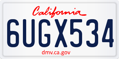 CA license plate 6UGX534