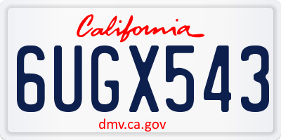 CA license plate 6UGX543