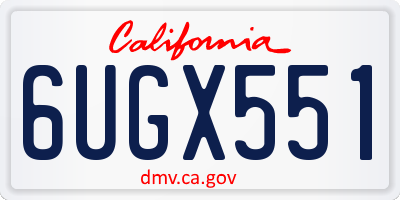 CA license plate 6UGX551