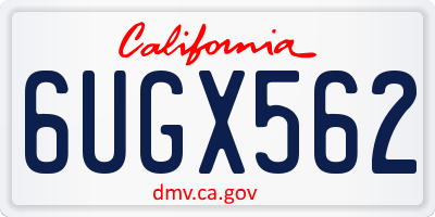 CA license plate 6UGX562
