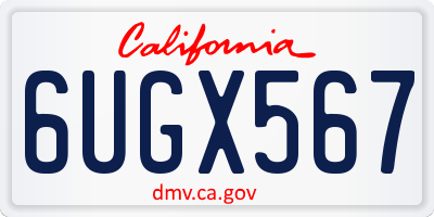 CA license plate 6UGX567