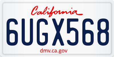 CA license plate 6UGX568