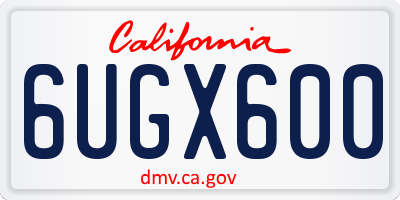 CA license plate 6UGX600