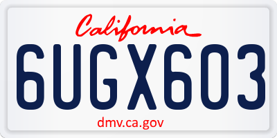 CA license plate 6UGX603