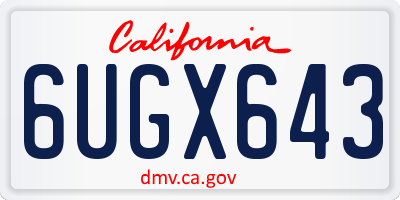 CA license plate 6UGX643